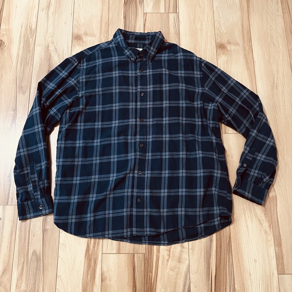 Cotton On Mens Blue Gray Plaid Flannel Shirt Long Sleeve Sz XL Super Soft Cotton